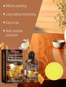 jakehoe 1pc 100ml Wood Furniture & Floor Polish, Durable, Glossy, Removes Scratches, Easy To Apply Non-Greasy Formula, Suitable For Furniture, Tables, Cabinets, Floors, Restores Shine, Provides Protection, Quick And Convenient Application, Essential For Vintage And Modern Home Care, Wood Polish - 彩色 - 查看 2
