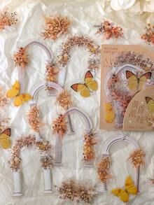 20pcs/Pack Sunset Arch Floral & Butterfly PET Stickers - one-size - View 1