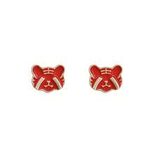 Pendientes de resina de tigre del zodiaco rojo chino, diseño simple y lindo, joyería para las orejas - oro - Ver 8