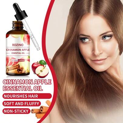 100毫升肉桂苹果护发油，这款芬芳的护发油专为化学处理、干燥和毛躁的头发而设计。它能迅速渗透发芯，补充营养，抚平毛躁，令秀发柔顺亮泽。随时随地，轻松拥有沙龙级柔软蓬松秀发。