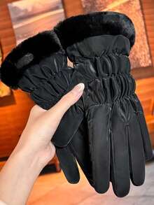 1 Pair Cute Gloves, Touchscreen Friendly For Cycling, Skiing, Women - White - View 3