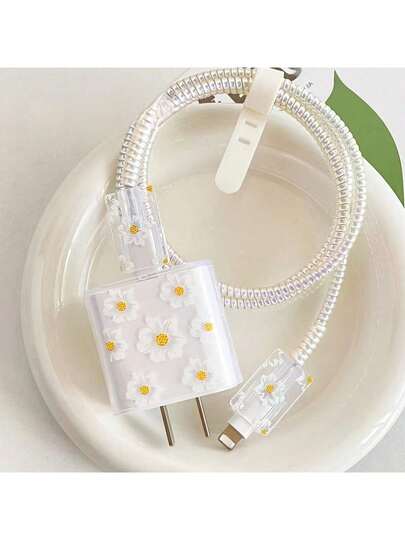 5 chiếc ốp bảo vệ cáp sạc PD20W họa tiết hoa tối giản, tương thích với iPhone 17/16/15 Pro Max, bảo vệ cáp dữ liệu, đầu sạc nhanh 18/20W chống gãy, quà tặng cho bạn trai/bạn gái.