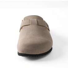Women's Mules: Adjustable Hook-And-Loop Closed-Toe Clogs. Ultra Lightweight & Comfortable Slip-Ons For Daily Wear, Commuting & Parties. Versatile, Non-Slip & Durable Design. A Must-Have All-Season Fashion Footwear.Women's Apricot All Season Muller Shoes.Women's Suede Clogs With Buckle Closure And Rubber Sole,Apricot Leather Mules Cork Footbed Sandals Potato Shoes. - Lạc đà - Xem 3