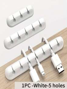 White Flexible Cable Organizer For Office Desk, High-Strength Plastic Material With Adhesive Backing And Adjustable Arm, Includes Cable Holder For Organizing Office Desk Cables, Easy Installation - Multicolor - View 13