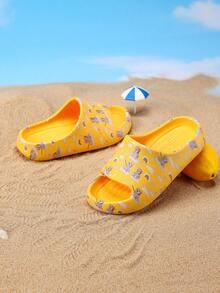 1 Pair Kids' Foam Slippers, EVA Lightweight Non-Slip Soft Bottom Cute Casual Slip-On Sandals For Boys & Girls - Yellow - View 6