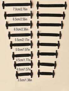 16pcs Lazy Shoe Lace Buckle No Tie Elastic No Tie Peplum Elastic Sneaker Laces - Black - View 3