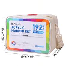 languo Bộ bút vẽ màu acrylic 96/192/240/288 màu, đầu bút lông mềm, mực gốc nước - Thích hợp để vẽ trên đá, vỏ trứng, gỗ, thủy tinh và vải bố; các dự án thủ công DIY; dụng cụ nghệ thuật; món quà Giáng sinh lý tưởng. - Nhiều màu - Xem 9