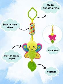 1pc Colorful Rattle Toy For Baby Boys & Girls, Cute Plush Rattle Soother Toy With Rattle And BB Sound, Suitable As Newborn Baby Gift - Multicolor - View 5