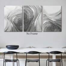 3pcs Set Abstract Gray Canvas Wall Art - Frameless Posters For Living Room, Bedroom, Office & More - Modern Home Decor