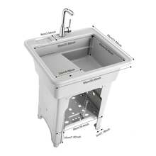 WOBENFOG Portable Plastic Laundry Room Sink With Washboard, For Hand Washing Clothes, Indoor Outdoor Utility Sink With Faucet With 2 Hoses, Freestanding Garage Sinks, Pet Bath For Cleaning Tank, Pet Bath, Or Storage Rack - 灰色的 - 查看 3