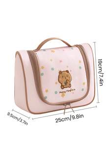 1/3pcs Cute Bear Portable Waterproof Makeup Bag, Travel Cosmetic Organizer Pouch With Smooth Zipper And Hook, Girly Style Toiletry Bag Set, Can Store Cosmetics, Toiletries And Daily Medicines, Convenient To Carry, Large Capacity Multi-Compartment Storage