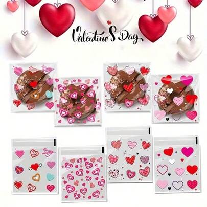 100/200/300 piezas Bolsas de galletas con estampado de copos de nieve transparentes, bolsas de plástico autoadhesivas, bolsas de caramelos con borlas hechas a mano, bolsas para aperitivos, bolsas de empaque para almacenamiento de artículos pequeños, bolsas de empaque para galletas, pan y regalos, bolsas de decoración para fiestas y bodas