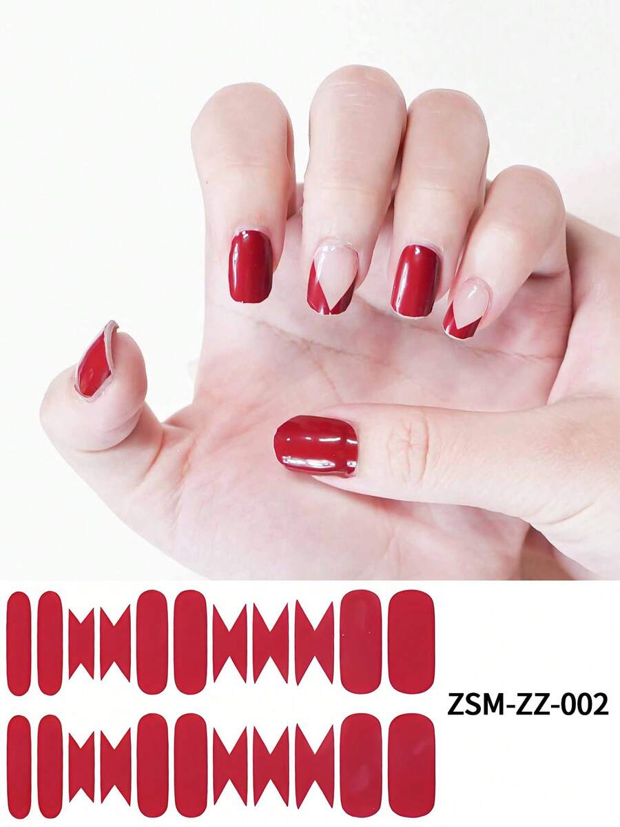 22 miếng dán móng tay dạng gel bán khô, màu be thạch, chất lượng salon, bền lâu, cần dùng đèn UV để làm khô móng.