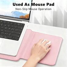 New 3-In-1 Leather Laptop Sleeve Cover 13-16 Inch With Stand Mouse Pad And Small Bag Notebook Computer Protective Cover Slim Case For MacBook Air/Pro HP  ASUS  13/14 Inch Pink - Pink - View 6