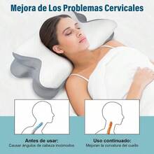 Almohada Memory Foam Cervical Almohada Ortopédica Ergonómica para Dormir Adecuada para Personas Que Duermen de Lado Espalda y Estómago con Funda de Almohada - Blanco1 - Ver 5
