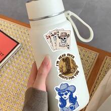 50pcs Blue Brown Denim Aesthetics Graffiti Stickers For DIY Waterproof Stationery Suitcase Bottle Phone Laptop - 1 Set - View 11