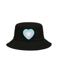 1 Stück Kinder Rosa/Schwarz Farbverlauf Herz Muster Fischerhut, süß & modisch, leichter Sonnenschutz, geeignet für Frühling/Sommer, praktisches Geschenk für Geburtstag, Feiertage, Jungen & Mädchen - Verschiedenfarbig - Übersicht 20