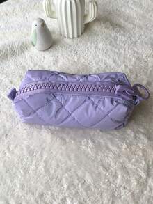 Estuche de lápices de color caramelo lindo, bolsa de almacenamiento de papelería suave y esponjosa para estudiantes, organizador de cosméticos con cremallera grande