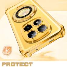 1pc Folding Bracket Phone Case/Bracket Phone Case, Electroplated Four-Corner Anti-Drop New Phone Case Compatible With Apple 17 ProMax/16 ProMax/15/14 Pro/13/12/11/XR/XS Max/8, Galaxy S25 Series, S24 Series, S23 Series, S22 Series, A05, A35, A55 Protective Cover