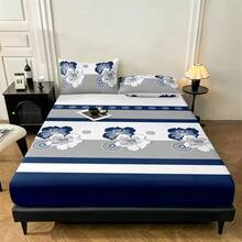 3件套数码印花蓝白床品套装/2个枕套+1个床笠,易于打理 - 贴合床垫,四季皆宜。床笠采用柔软亲肤面料。 - 彩色 - 查看 6