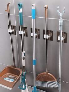 Bộ 5 giá treo chổi và cây lau nhà không cần khoan, lắp đặt bằng keo dán tường, giá đựng cây lau nhà tự dính, tiết kiệm không gian, không cần khoan, giá đựng dụng cụ vệ sinh nhà tắm cho chổi, cây lau nhà, hốt rác, chắc chắn và bền, giá treo chổi gắn tường tối giản, giữ cho nhà tắm gọn gàng, giải pháp lưu trữ cây lau nhà gắn tường bằng keo dán chắc chắn, giá đựng chổi và hốt rác tự dính, thiết kế tối giản - Nhiều màu - Xem 6
