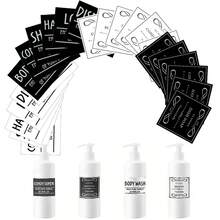 6 PCS White Black Waterproof Soap Dispenser Labels Bathroom Body Wash Shampoo Conditioner Bottle Stickers Lotion Sticker - Multicolor - View 5