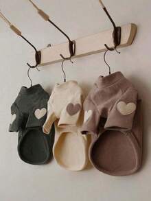 1pc LANGXINGCS Winter Warm Pet Hoodie, Dog Hooded Sweatshirt With Heart Embroidery Design, Soft & Cozy Thermal Lined Pet Clothes, Simple & Fashionable Cat Dog Apparel Suitable For Indoor & Outdoor Wear, Medium & Small Pets - Multicolor - View 1