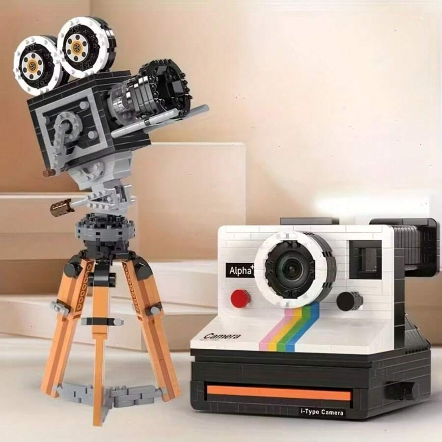 Vintage Camera Shaped Building Block Set, Creative Micro Bead Camera DIY Assembly Model, Suitable For Adults And Teenagers, High Difficulty Building Blocks, Helpful For Concentration, Brain Exercise And Stress Relief, Elegant Decor For Desk, Studio Or Living Space, Ideal Gift For Photography Enthusiasts