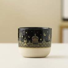 Xícara de café estilo Oriente Médio, em cerâmica espessa, com acabamento fosco e brilhante, design vintage com estrelas e lua, perfeita para latte art e aromas caseiros. - Multicolorido - Ver 12