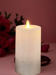 1pc Ombre Glitter LED Electronic Candle Set, Romantic Gradient Glitter Cylinder Soft Light Atmosphere Electronic Candle Set, Suitable For Valentine's Day Proposal Decoration, Couples Home Decor, Men's Gift, Personalized Gift, Ramadan, Wall Decor, Bedroom Decor, Personalized, Garden Decor, Bathroom Accessories, Candle Warmer Lamp - Warm white light - View 3