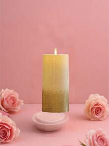 1pc Ombre Glitter LED Electronic Candle Set, Romantic Gradient Glitter Cylinder Soft Light Atmosphere Electronic Candle Set, Suitable For Valentine's Day Proposal Decoration, Couples Home Decor, Men's Gift, Personalized Gift, Ramadan, Wall Decor, Bedroom Decor, Personalized, Garden Decor, Bathroom Accessories, Candle Warmer Lamp - Warm white light - View 14