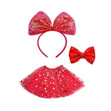 3件套/圣诞节情人节爱尔兰圣帕特里克节红绿服装头饰、袜子、裙子套装，欧美条纹过膝袜，动漫袜子，圣诞袜，头饰，裙子套装，情人节 - 彩色 - 查看 9