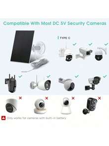 Solar Panel For Security Camera, Camera Solar Panel, Solar Panel Charger Type-C Solar Panel Compatible With Camera, 360° Adjustable, Compatible With Most Surveillance Cameras, Camera Solar Panel With Adjustable Bracket ,White(4W-1 Pack) - Multicolor - View 9