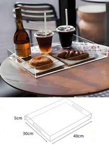 Large Acrylic Tray With Handle, Acrylic Serving Tray For Food, Drinks, Snacks And Appetizers, Rectangular Tray, Coffee Table Tray, Acrylic Makeup Organizer Box, Suitable For Coffee Table, Footstool And Outdoor Use