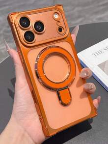 奢华原装磁吸支架磨砂透明电镀手机壳，兼容 17 Pro Max、17 Pro、17、16 Pro Max、16 Pro、16 Plus、15 Pro Max、15 Pro、15、14 Pro Max、14 Pro、13 Pro Max、13 Pro、16、14、13，带摄像头保护和防震功能。 - 橘色 - 查看 2