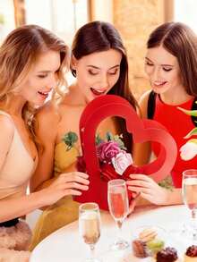 5/3/1个装心形花卉礼盒 - 优雅纸花束包装，适用于婚礼、生日、母亲节、教师节等场合 - 非常适合盛放玫瑰、康乃馨和小花束 - 彩色 - 查看 9