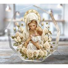 1 tượng Đức Mẹ Đồng Trinh bằng acrylic trang trí - Biểu tượng bình yên với vầng hào quang vàng và hoa hồng trắng, thích hợp để trưng bày trên bàn làm việc tại nhà và văn phòng, món quà lý tưởng cho mọi mùa trong năm. - Nhiều màu - Xem 2