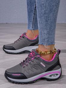 Plus Size Women's Air Cushion Casual Lightweight Athletic Sneakers, Grey - Grey - View 4