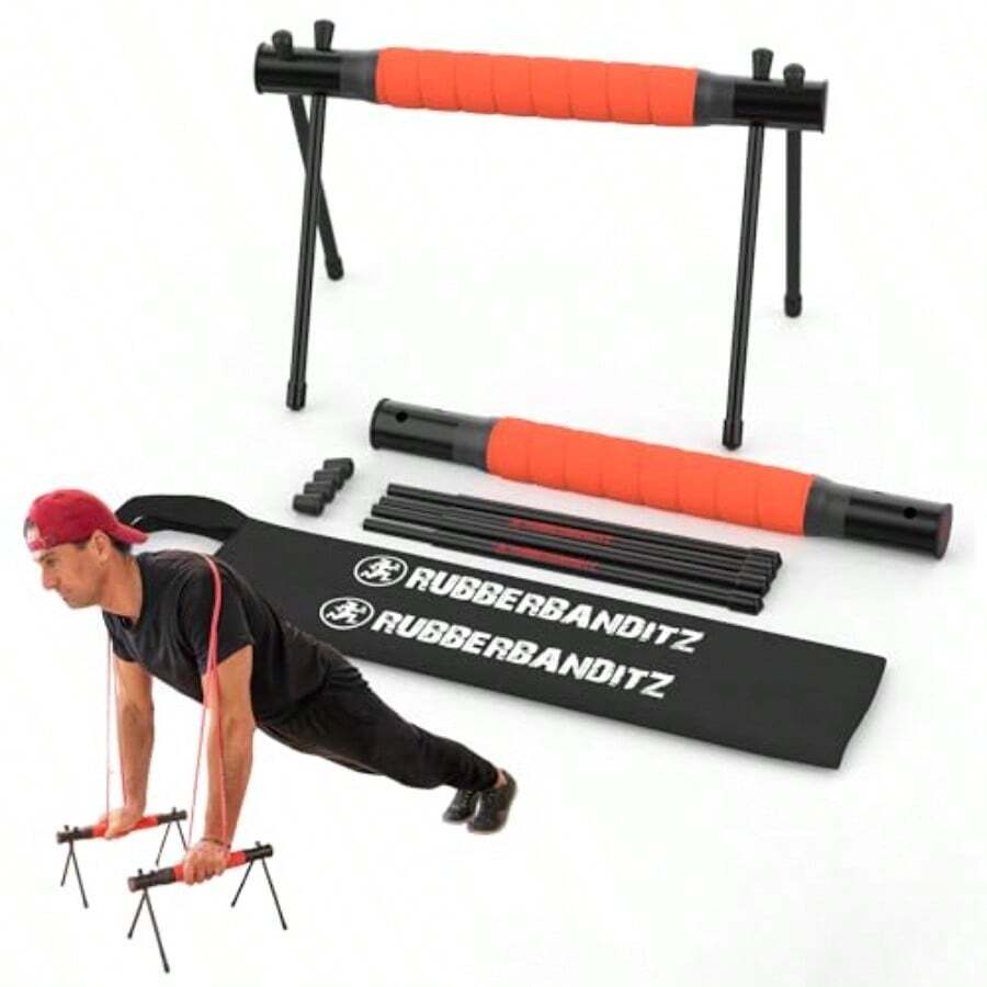 Rubberbanditz Parallette Parallel Bars And Dip Station At Home Gym Workout Equipment L-Sit Bars And Calisthenics Equipment For Home. Perfect For Push Ups Dips Handstands And Gymnastics. - Collapsible & Portable - View 1