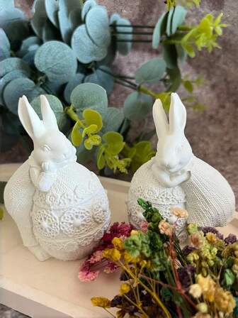 1 pieza Molde de silicona de conejo de huevo de Pascua lindo, molde de vela aromática de conejo de Pascua creativo DIY, decoración del hogar / adorno de regalo para días festivos, molde de resina epoxi para manualidades, molde de yeso para ornamentos artísticos