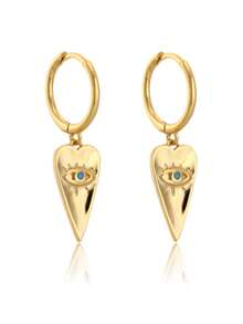 1 Pair Luxury Charm Spike Heart Devil's Eye Earrings, Unique Creative Versatile Gift For Women - Golden Yellow & Silver - View 7