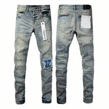 2026 Men's Jeans, New Style High-Quality Ripped Patch Jeans,  Streetwear Style, Stretch Slim Fit Skinny Pants,  Special Offer Jeans List, Men's Birthday Gift - K23 xanh - Xem 1