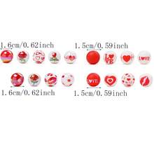 40pcs Valentine's Day Theme Acrylic Beads + Silicone Round Beads Set, Bracelet Necklace Jewelry Making, Red Rose/Red Lip/Heart Polka Dot Printed Round Beads, DIY Valentine's Day Gift Accessories - Multicolor - View 4
