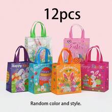24pcs/12pcs/6pcs/3pcs Rabbit Themed Paper Bags With Handles, Reusable Non-Woven Fabric Bags, Easter Party Supplies, Birthday Party Gifts And Packaging - Multicolor - View 14