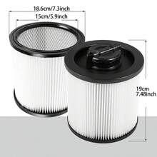 1个装替换滤芯 DXVC6910，适用于得伟 (DEWALT) 6-16 加仑干湿两用吸尘器，兼容型号包括 DXV06P、DXV09P、DXV09PA、DXV10P、DXV10PL、DXV10S、DXV10SA、DXV10SB、DXV12P、DXV14P、DXV16P - 白色 - 查看 2