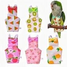 1pc Bird Diaper Parrot Washable Diapers, Parrot Flight Suit, Reusable Nappies For Parakeet Cockatiel Mini Macaw Budgie Canary,Fruit Print Pattern Waterproof Inner Layer Washable Cute Urine Wet Suit