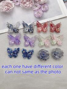 4PCS Colorful Bling Resin Butterfly Shoe Laces Charms DIY Accessories Bling Flower Shoelaces Buckles Decorations Removable Shoe Clips Ornaments Fit Women Lace Up Sneakers Boots Christmas Halloween Valentine Birthday Festival Party Decor Gifts (Shoes Not Included) - Multicolor - View 8
