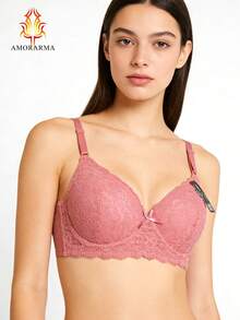 6 pcs Sujetadores para mujer de copa B, Sujetador de lujo, fashionable, elegante y sexy para uso diario y casual, para mujer, con estampado floral, de encaje, con efecto de reuniendo y soporte, y dotado de armazón metálico. - Multicolor - Ver 5