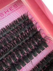 265片D卷蓬松单根假睫毛，80D+100D+120D浓密型，簇状长度10-18mm，混合浓密度，柔软轻盈，3D仿貂毛簇状假睫毛，化妆工具，假睫毛