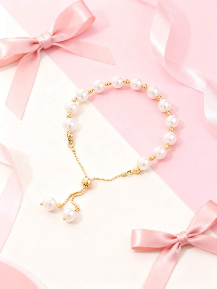 女士珍珠手链，百搭高端精致ins风温柔小众奢华女孩手链/腕链 - 均碼 - 查看 1